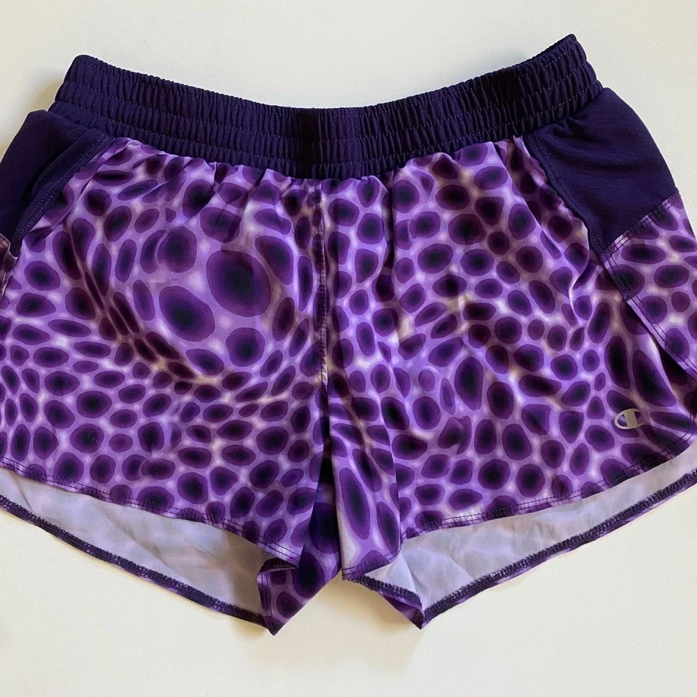 Champion Performance Womens Purple Abstract Spotted Running Shorts Size Small